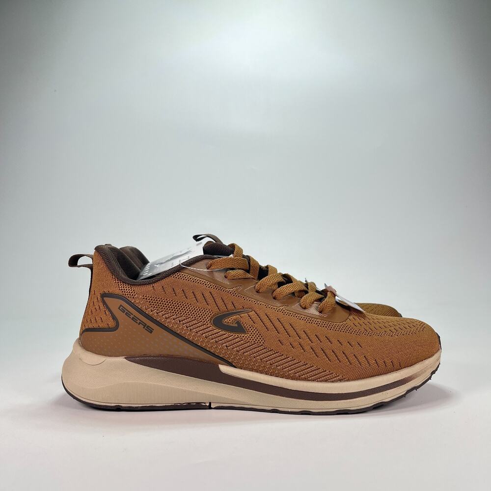 GEERS Comfort Foam Brown Lightweight Athletic Lace Up Running Shoes Men's Sz 9.5